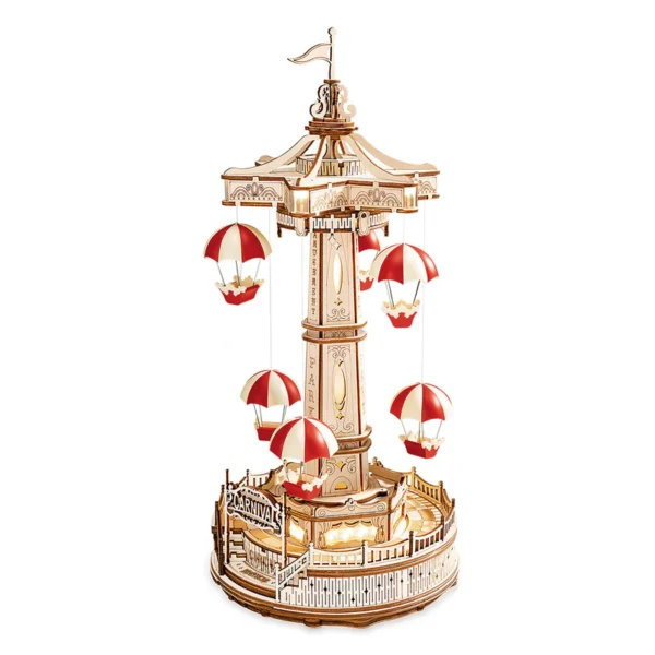 Parachute Tower  Music Box 3D Wooden Puzzle